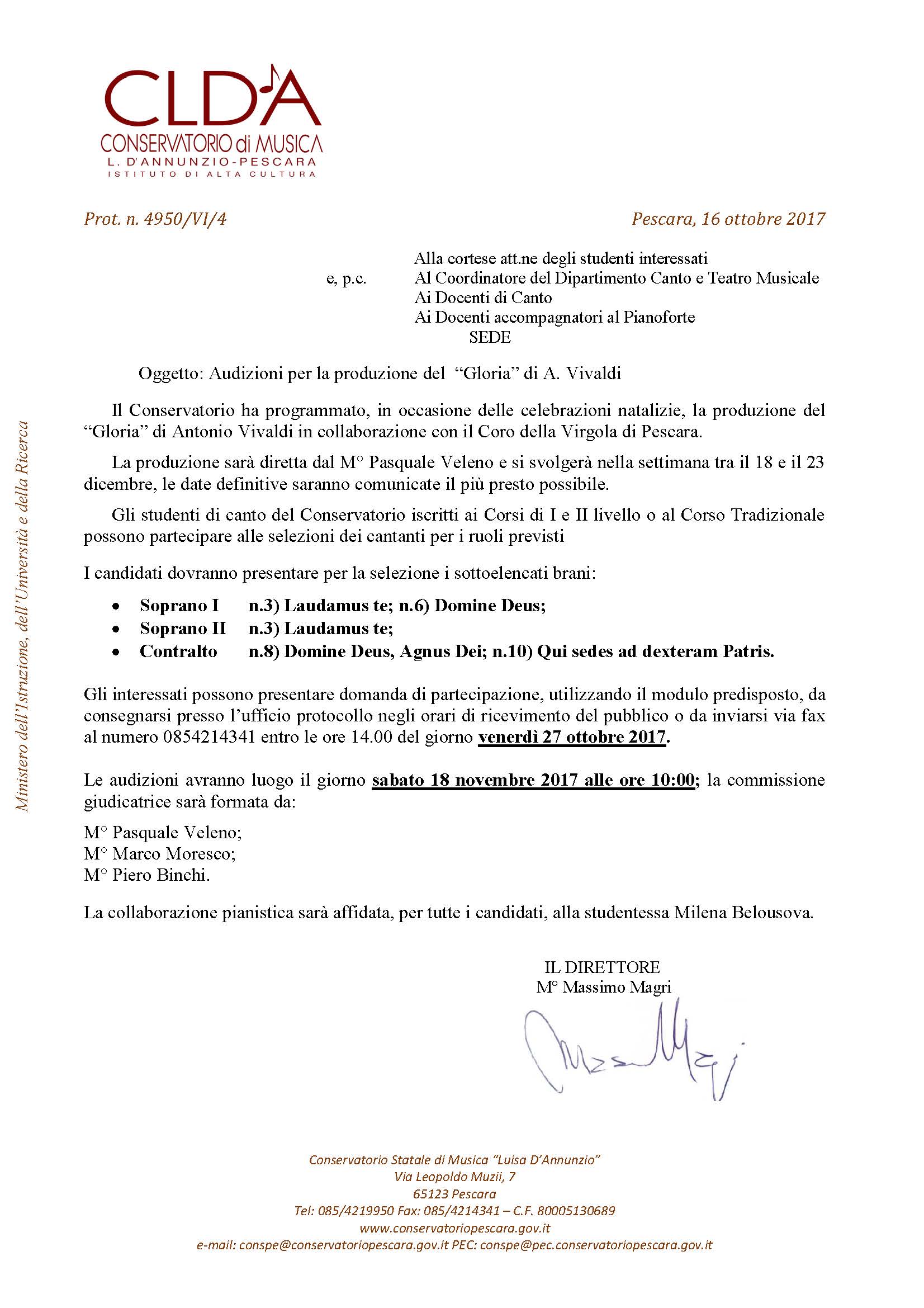 AUDIZIONI GLORIA Parte1