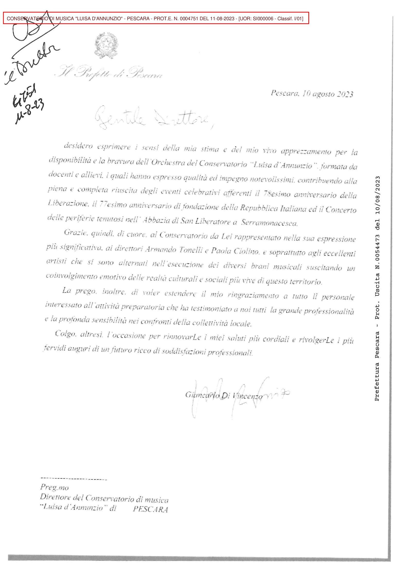 lettera prefetto